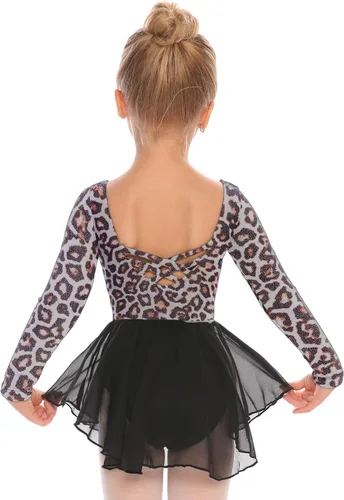 Vista 14 de Arshiner Vestido de ballet clásico de manga larga para niñas Negro
