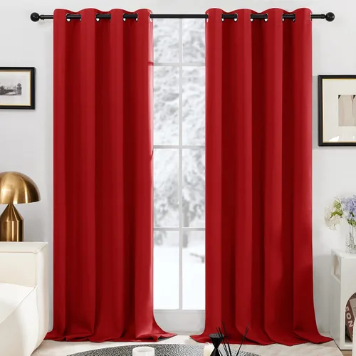 Vista 125 de Deconovo Cortinas opacas 100% con forro negro, cortinas con ojales aisladas térmicamente que reducen el ruido, doble capa para oscurecer