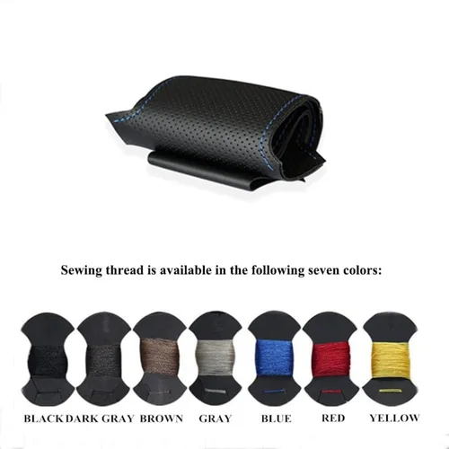 Vista 3 de DIY Hand-Stitched Black Leather Car Steering Wheel Cover,for Kia K3 2013 K3S 2014 K2 Rio 2015 2016 Ceed 2012-2017 Cerato 2013-2017
