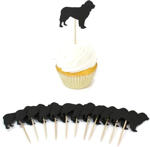 Vista 8 de Juego de 12 adornos para cupcakes de pastor alemán Decoración de pastel de perro negro hecho a mano Decoración de fiesta de cumpleaños