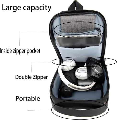 Vista 4 de CUICANSHANG Bolsa tipo bandolera impermeable para hombre, ligera, con cerradura de combinación, Negro