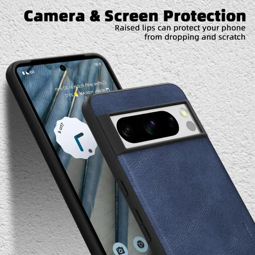 Vista 2 de X-level Funda protectora inalámbrica para Google Pixel 8 Pro, piel azul, ajuste delgado, con protección para lente de cámara