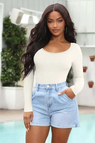 Vista 5 de GXIN Body sexy de 2 piezas para mujer, con cuello redondo, manga larga, bodysuits