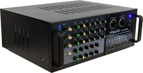 Vista 2 de Hisonic Amplificador de mezcla de karaoke MA-3800K de doble canal, 760W