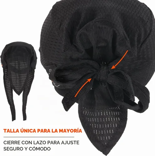 Vista 7 de Ergodyne Skullerz 8948 Mesh Do Rag Bandana y Bump Cap Inserto con Flexión Mejorada, Negro
