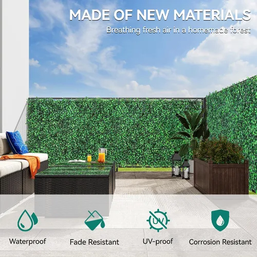 Vista 5 de YITAHOME 24 paneles de pared de césped artificial de 20 x 20 pulgadas, paneles de pared de seto de boj de césped artificial, valla de privacidad