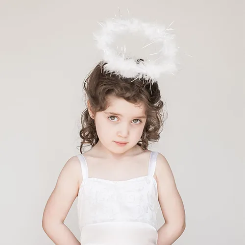 Vista 5 de Diademas con halo de ángel de Halloween, 2 piezas de plumas extra para el pelo, accesorio de cosplay para niños y adultos