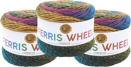 Vista 10 de Lion Brand Yarn, Hilo multicolor en forma de rueda Ferris para tejer, hacer ganchillo y manualidades, Buttercup, paquete de 1