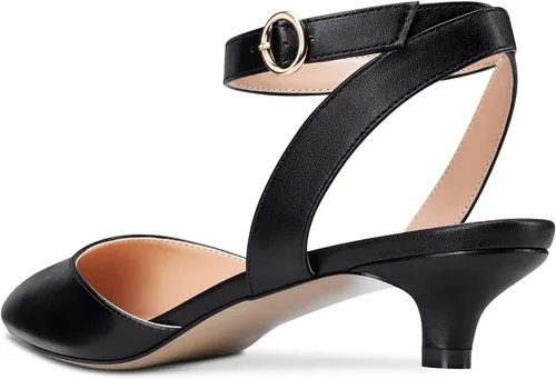 Vista 3 de Sandalias de tacón bajo para mujer, tacón bajo y puntera puntiaguda, correa al tobillo, sandalias con hebilla para boda, oficina, zapatos clásicos
