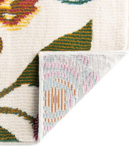 Vista 6 de Unique Loom Blossom Collection Ashley - Alfombra rectangular de 9 x 12 pies, color marfil y azul claro