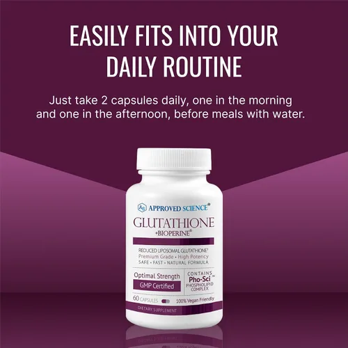 Vista 6 de Approved Science® Glutatión - Glutatión 500 mg - Complejo de fosfolípidos, vitamina C, bioperina - Antioxidante superior para ayudar a neutralizar