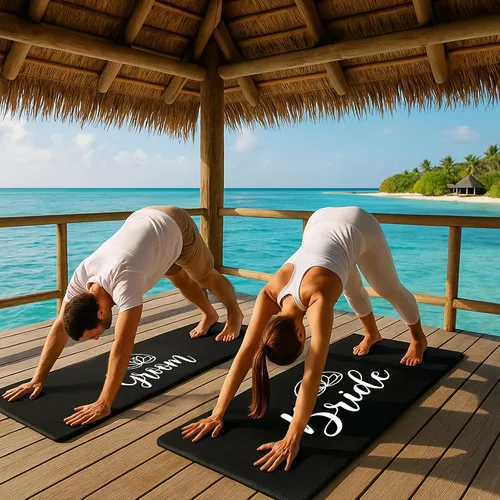 Vista 2 de Brosash Tapete de yoga para novia y novio, extra grueso y antideslizante, con correa de transporte para gimnasio en casa, estiramiento