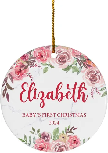 Vista 22 de FLOCHIL Adorno personalizado para la primera Navidad del bebé 2024, adorno de la primera Navidad de los bebés 2024, regalo para niños, niñas, bebés