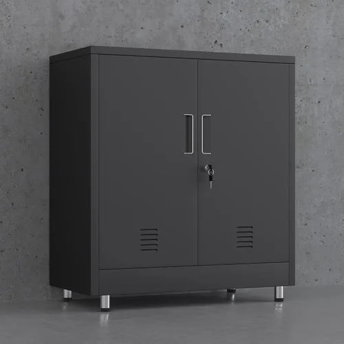 Vista 6 de JINGUR Armario de almacenamiento de metal con puertas de bloqueo y estante ajustable, pequeño aparador con cerradura para oficina en casa, pasillo
