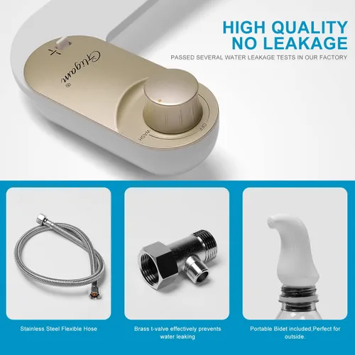 Vista 4 de Bidé, accesorio de bidé para inodoro, rociador de bidé de agua dulce no eléctrico con boquilla de autolimpieza, control de presión ajustable