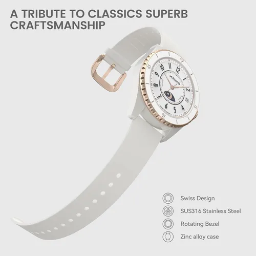 Vista 3 de Oyster Mini - Reloj inteligente Bluetooth de 1.1 pulgadas para mujer, pantalla AMOLED siempre encendida, bisel giratorio, rastreador de actividad