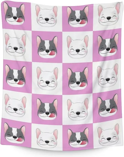 Vista 10 de Regalos de bulldog francés para niños, 30 x 40 pulgadas, mantas de bulldog francés tamaño regazo, mantas suaves y peludas con temática de perros