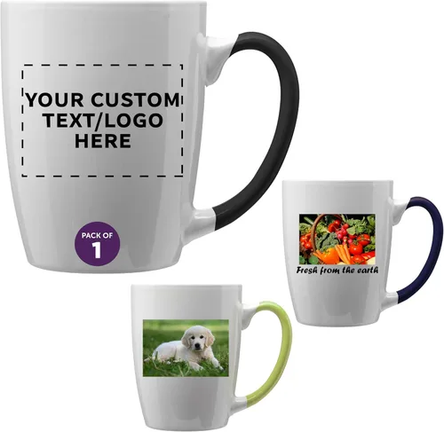 Vista 8 de DISCOUNT PROMOS Tazas de café personalizadas Java de dos tonos, 12 onzas, juego de 10/50/100 unidades personalizadas a granel para café, té