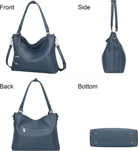 Vista 19 de Over Earth Genuine Leather Purses for Women Large Hobo Bags Lady Shoulder Handbags with Detachable Strap