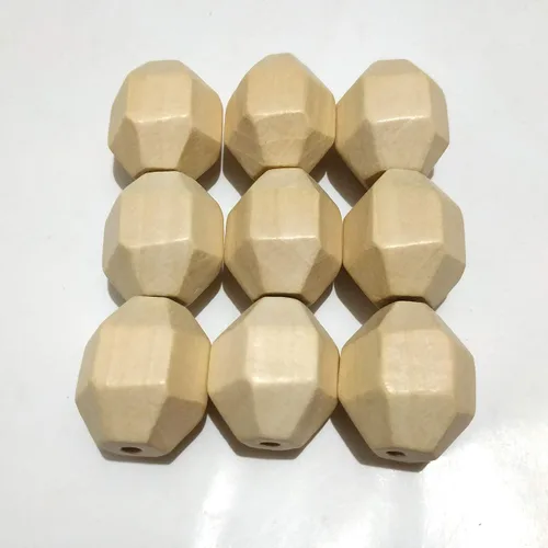 Vista 4 de 30 cuentas hexagonales de madera natural, sin acabar, geométricas, octogonales, accesorios de joyería para bricolaje