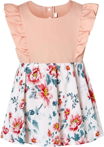 Vista 6 de Vestidos acampanados para mamá y yo, trajes familiares a juego, camisas de arcoíris, holgado, camiseta corta, babydoll
