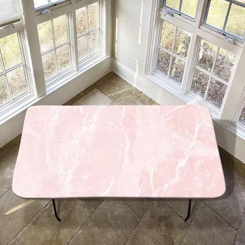 Vista 18 de XISUNYA Mantel de poliéster elástico ajustable con diseño de mármol, 24 x 36 pulgadas, mantel rectangular para mesa plegable de 3 pies, tonos