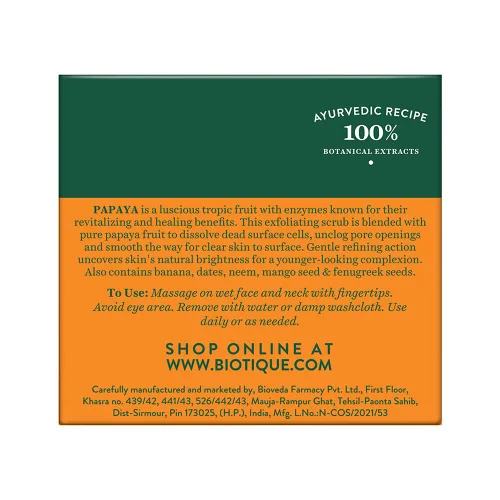 Vista 2 de Biotique BIO PAPAYA Bronceado revitalizante - Exfoliante de eliminación 75gm/2.65 Fl.Oz