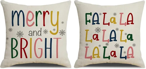 Vista 5 de TyCan Juego de 2 fundas de almohada decorativas de Navidad, diseño de casa de jengibre y niña de jengibre para dormitorio de niños, sala de estar