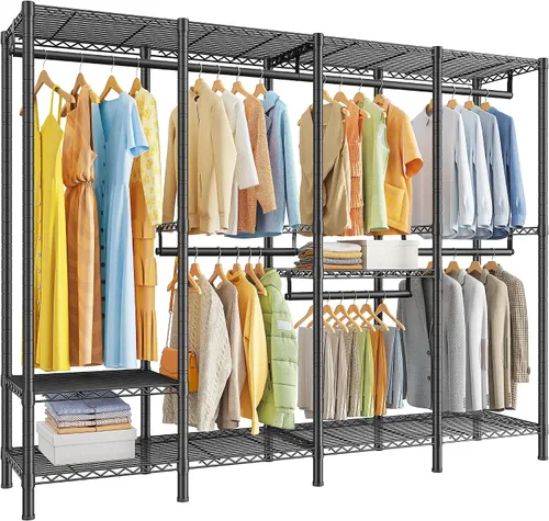 Vista 8 de Raybee Perchero de Ropa de Servicio Pesado Capacidad de Carga 795 LBS Percheros de Ropa Portátiles para Colgar Ropa Perchero Ajustable, 56" An x 16