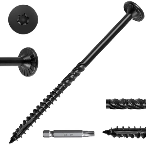 Vista 11 de FMhotu 100 Tornillos para Madera Negros con Cabeza de Estrella de 2-7/8 Pulgadas - Tornillos Resistentes al Óxido para Terrazas de Madera