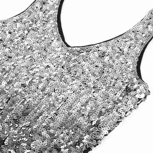 Vista 6 de MANER Vestido ajustado para mujer, degradado, de lentejuelas y purpurina, con cuello en V, sin mangas, para fiestas y el club