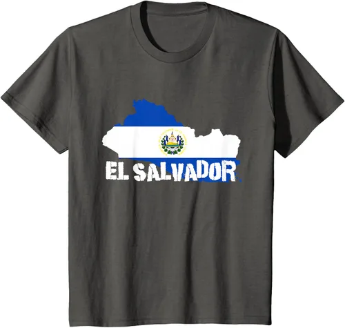 Vista 39 de Camiseta con la bandera de El Salvador, mapa de El Salvador, camiseta de Salvador para mujer, Negro