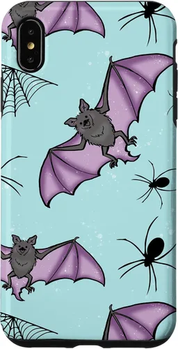 Vista 11 de iPhone 16 lindo vampiro murciélago decoración de Halloween para niñas púrpura y menta caso
