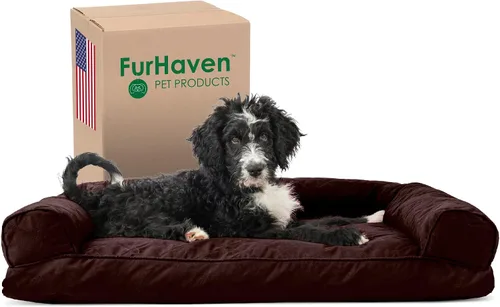 Vista 19 de Furhaven - Cama para perros, cojín de almohada tradicional sofá y colchón de espuma rectangular terapéutico de lujo con funda extraíble para perros