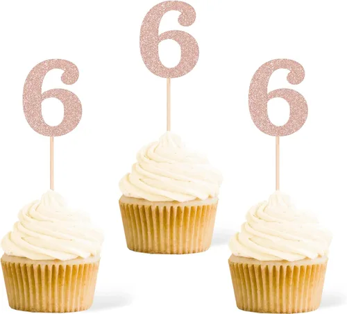 Vista 24 de Gexolenu 24 piezas doradas de doble cara para cupcakes de primer cumpleaños, decoración de pasteles, decoración de primera fiesta de cumpleaños Oro