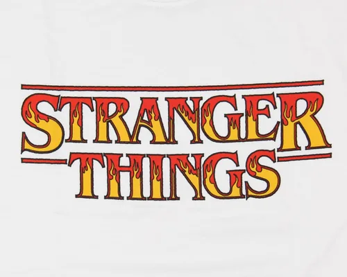Vista 2 de Stranger Things - Camiseta de cuello redondo para hombre, con logotipo de título de programa de televisión