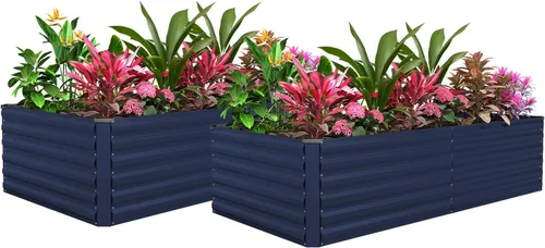 Vista 31 de Cama de jardín elevada con enrejado de arco para plantas trepadoras, cama de jardín elevada galvanizada, jardineras al aire libre para verduras