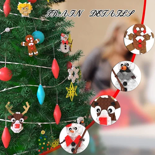 Vista 4 de Tenhorses Juego de adornos para árbol de Navidad 11 en 1, corona, Papá Noel, muñeco de nieve, cascanueces, oso polar, pan de jengibre, reno, copo