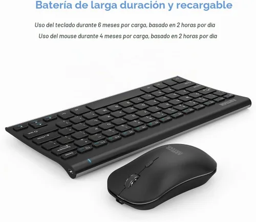 Vista 5 de Arteck - Teclado inalámbrico 2.4G y mouse combinados, ultra compacto, delgado y mouse ergonómico para computadora/escritorio/PC/portátil y Windows