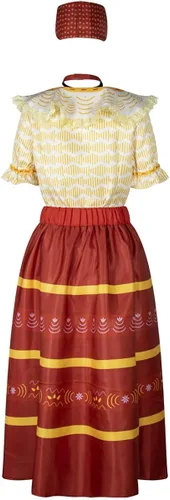 Vista 5 de GAUWEAN Dolores - Disfraz Madrigal vestido de manga corta para mujer falda con collar para la cabeza trajes de Halloween para adultos