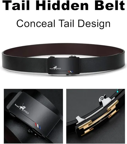 Vista 3 de Oyifan Cinturón negro para hombre, cinturón de diseñador de cuero genuino para hombre, cinturón de moda para hombre, cinturón casual para hombre