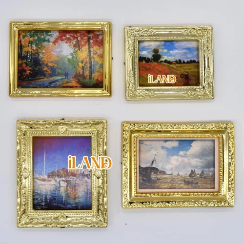 Vista 3 de iLAND Accesorios de casa de muñecas en miniatura para muebles de casa de muñecas a escala 1:12, marcos de casa de muñecas con juego de pinturas
