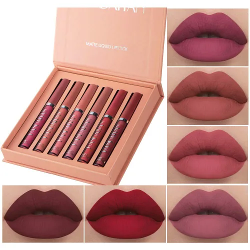 Vista 20 de BestLand Juego de 3 lápices labiales líquidos rojos atrevidos, seductores, brillo de labios mate de larga duración, impermeable, alto pigmento a