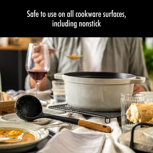 Vista 6 de STAUB Cuchara de espátula multifunción, ideal tanto para cocinar como para servir, silicona negra mate duradera sin BPA y cucharón de sopa, perfecto