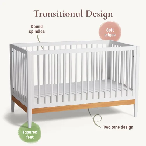 Vista 5 de Little Seeds Cuna convertible Clover 4 en 1, verde arboleda/natural