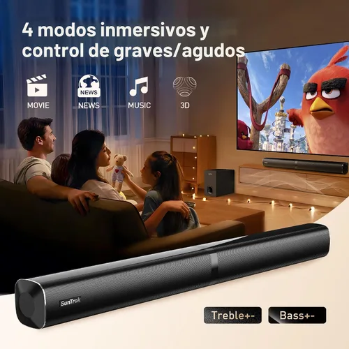 Vista 6 de Barra de sonido con subwoofer para TV, sistema de altavoces Bluetooth 5.3 con 2 micrófonos inalámbricos de karaoke, audio de sonido envolvente
