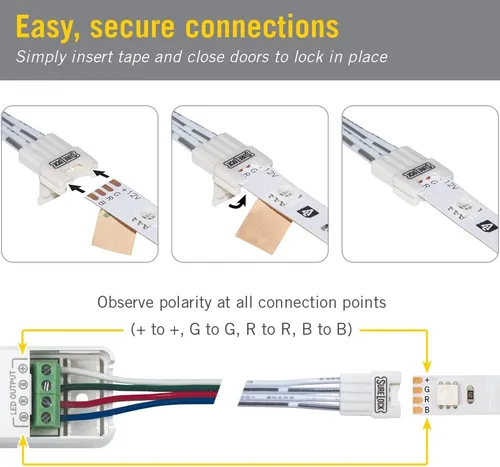 Vista 2 de Armacost Lighting SureLock 760821 - Conector de cinta LED RGB a cable, paquete de 3