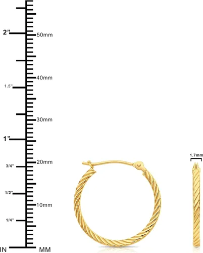 Vista 4 de Aretes de aro de tubo cuadrado trenzado de oro amarillo de 14 quilates, Oro amarillo