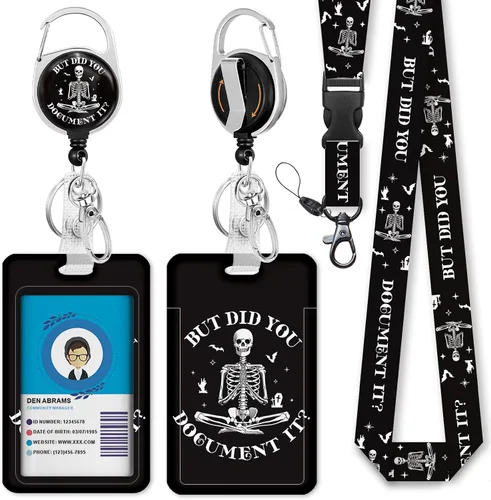 Vista 45 de Giancomics Soporte para tarjetas de identificación negro con cordón, cordones para insignias de identificación con carrete de insignia retráctil