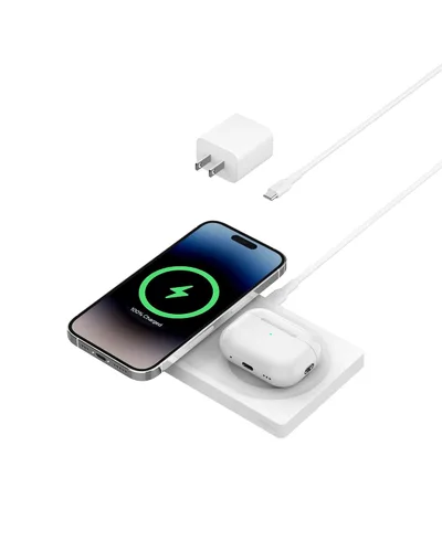 Vista 9 de Belkin BoostCharge Pro - Estación de carga inalámbrica 2 en 1 con MagSafe de 15 W, cargador de carga rápida compatible con iPhone 15, 14, 13 y 12